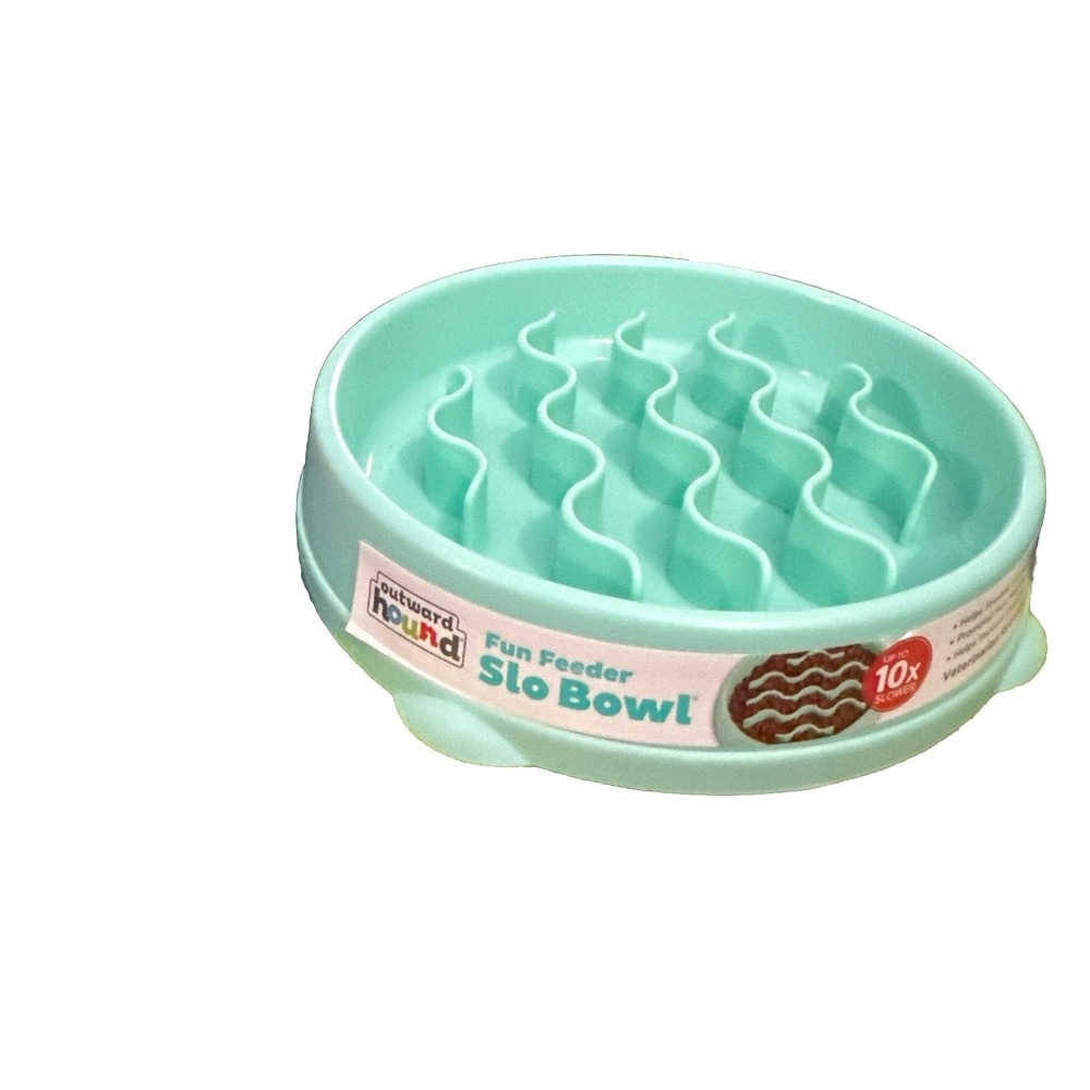 Outward Hound Fun Feeder Slo Bowl - Mint Wave, Small/Tiny Green